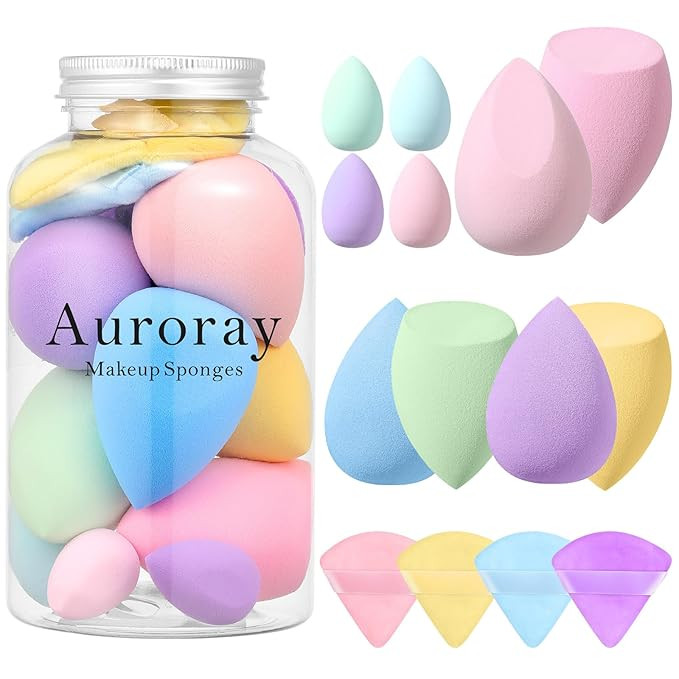 14 Pcs Makeup Sponge Set,Beauty Sponges Blender with 4 Pcs Powder Puff and 4 Pcs Mini Make up Spo... | Amazon (US)