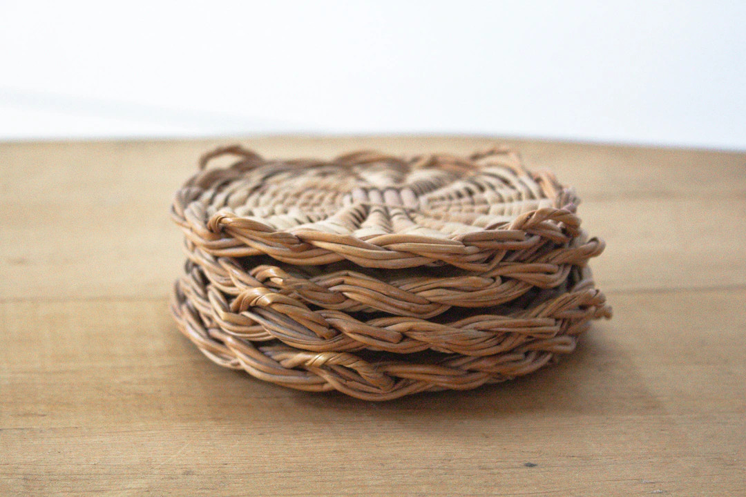 Vintage Wicker Coasters (S/4) | Etsy (Global)