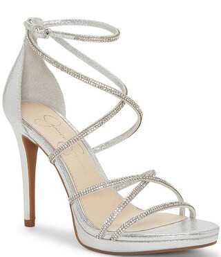 Jaeya Metallic Rhinestone Strappy Dress Sandals | Dillard's