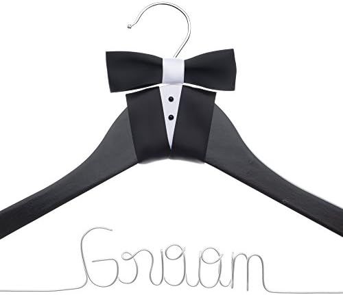 Ella Celebration Groom Hanger for Tuxedo or Suit, Hangers for Bridal Party, Wooden and Wire, Blac... | Amazon (US)