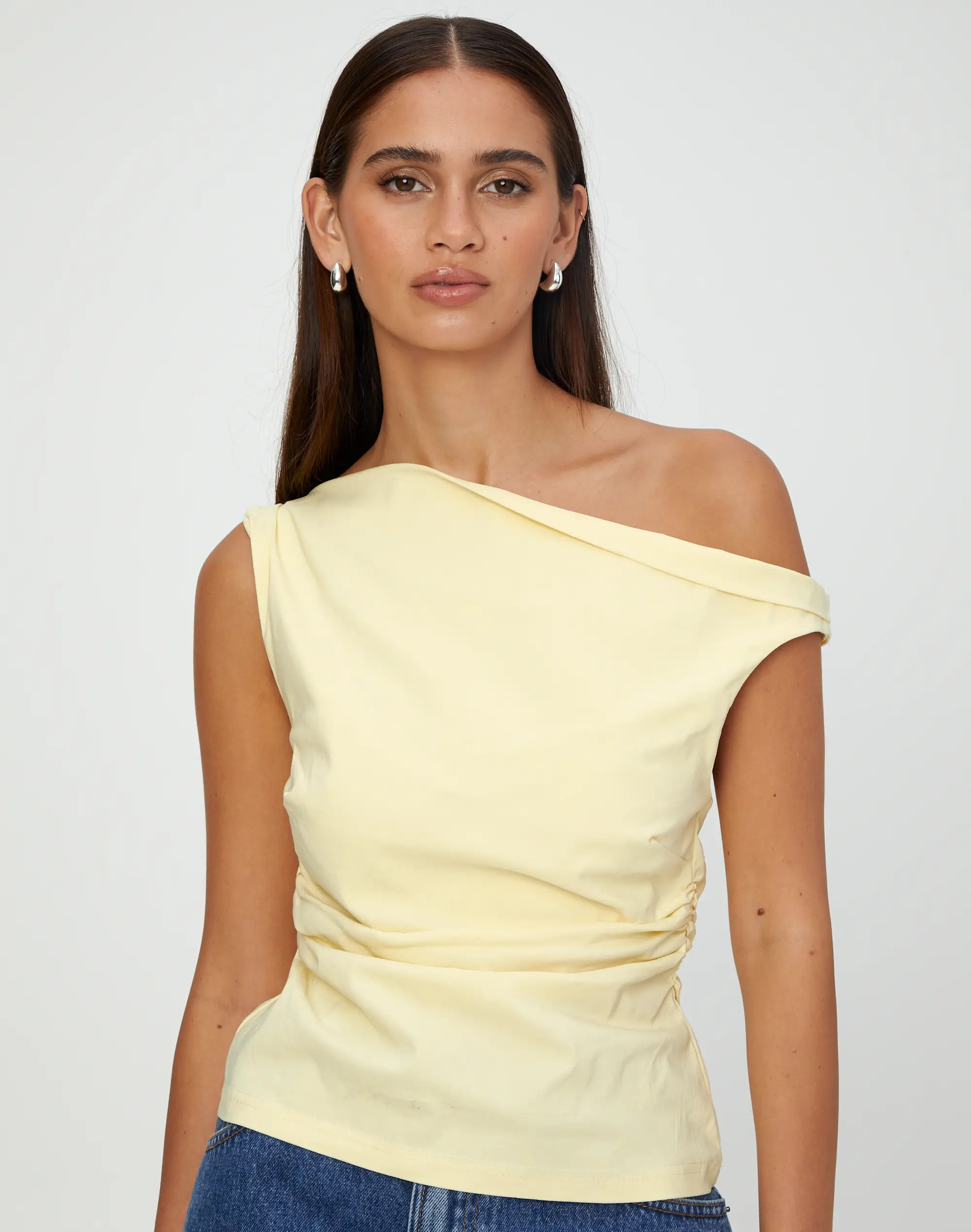 Off Shoulder Ruched Top in Jessamine Yellow | Glassons | Glassons (NZ)