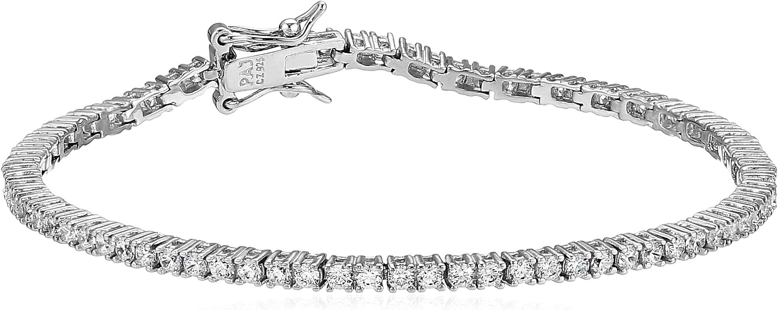 Amazon Essentials Plated Sterling Silver Round Cut Cubic Zirconia Tennis Bracelet (previously Ama... | Amazon (US)