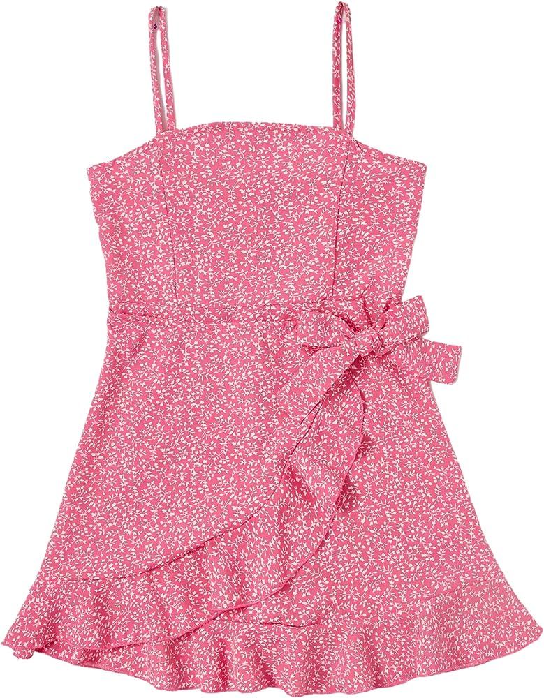 SOLY HUX Girl's Spaghetti Strap Dress Floral Print Sleeveless Summer Beach Casual Sundress A-line... | Amazon (US)