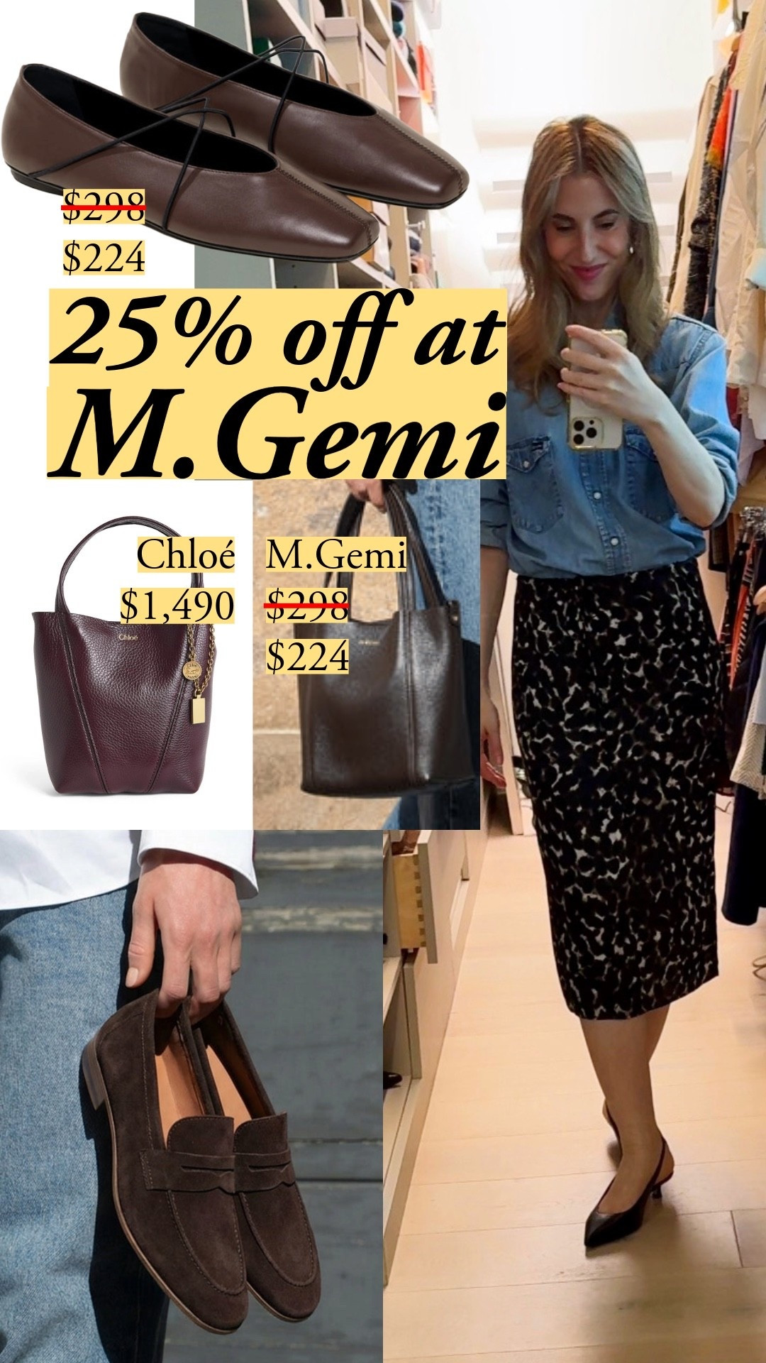 25% off all full-priced styles with code FF2025 – preview the Friends & Family sale this weekend. Sale ends 3/11/26. My shoes are TTS – I have the Una and the Lisinda. The M.Gemi bags look better to me than Chloé. Chloé's leather shows strain in the corners (!).

#LTKSaleAlert #LTKootd