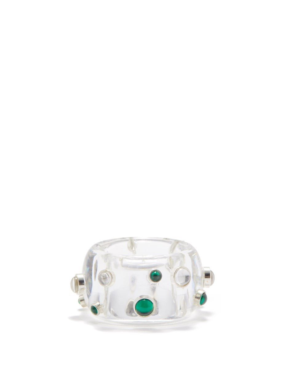 Cubic zirconia, sterling-silver & resin ring | Bottega Veneta | Matches (US)