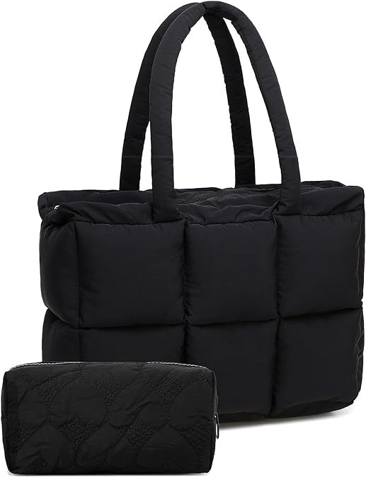Puffer Tote Bag, Quilted Puffy Purse, Cute Padded Winter Shoulder Bags, Lightweight Down Handbag ... | Amazon (US)