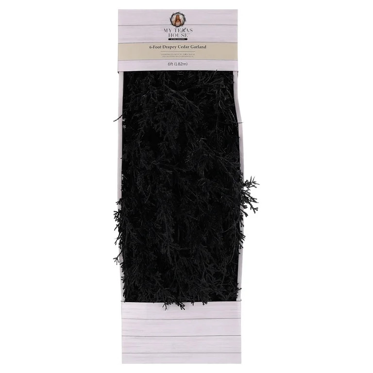 My Texas House Halloween Drapey Faux Cedar Garland, Black, 6' | Walmart (US)