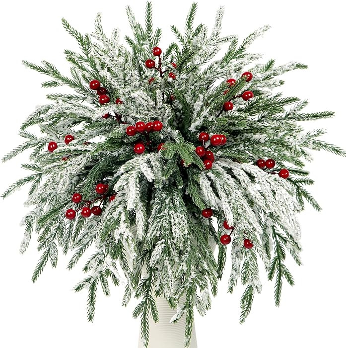Kesywale Set of 40 Artificial Norfolk Pine Branches with Red Berry 12.8" Christmas Greenery Picks... | Amazon (US)