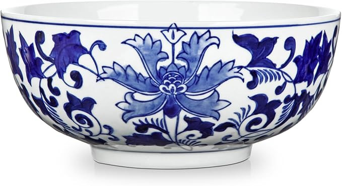 Hollyone Blue and White Vase Porcelain Planters 9 Inch Garden Bowl Modern Ceramic Pots Classic Ch... | Amazon (US)