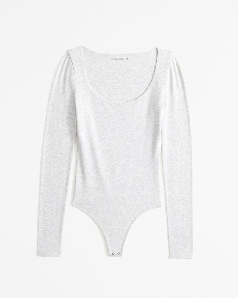 Long-Sleeve Cotton-Blend Seamless Fabric Scoopneck Bodysuit | Abercrombie & Fitch (US)