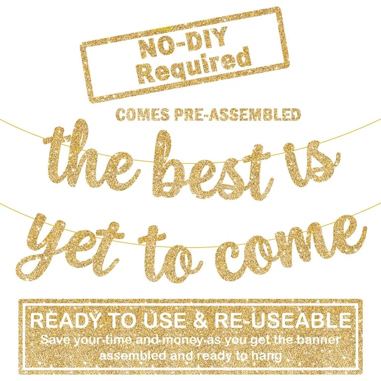 KatchOn Glitter The Best is Yet to Come Banner - 10 Feet, No DIY | Gold Congratulations Banner, G... | Walmart (US)