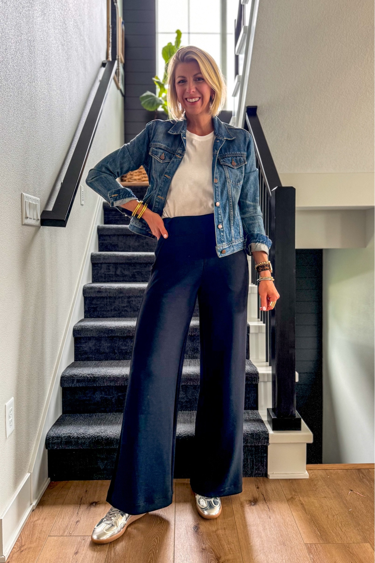 Teacher, casual Friday or chic travel day outfit with these wide leg black trousers!

Use my code: SARAHKELLYXSPANX for 10% off 

#LTKWorkwear #LTKBacktoSchool #LTKOver40