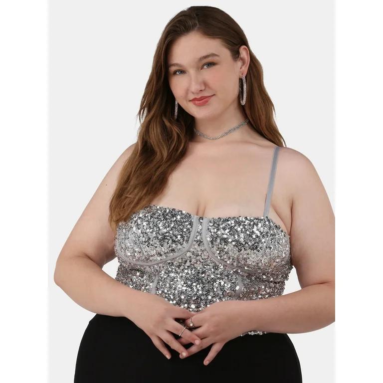 No Boundaries Sequin Corset, Women's and Women’s Plus - Walmart.com | Walmart (US)