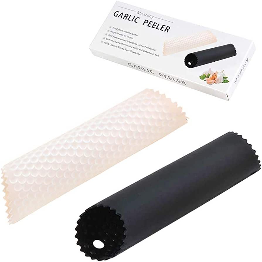 2 Set Silicone Garlic Peeler Easy Roller Tube Useful Garlic Odorfree Kitchen Tool (Black,Clear) | Amazon (US)