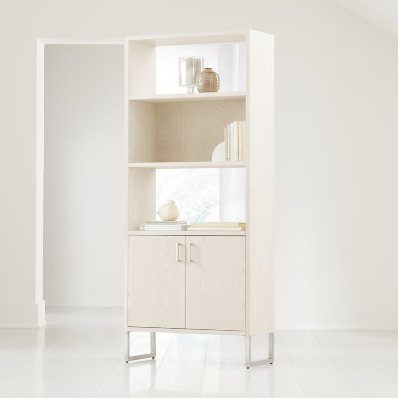 Clybourn 32" Cream Storage Bookcase + Reviews | Crate & Barrel | Crate & Barrel
