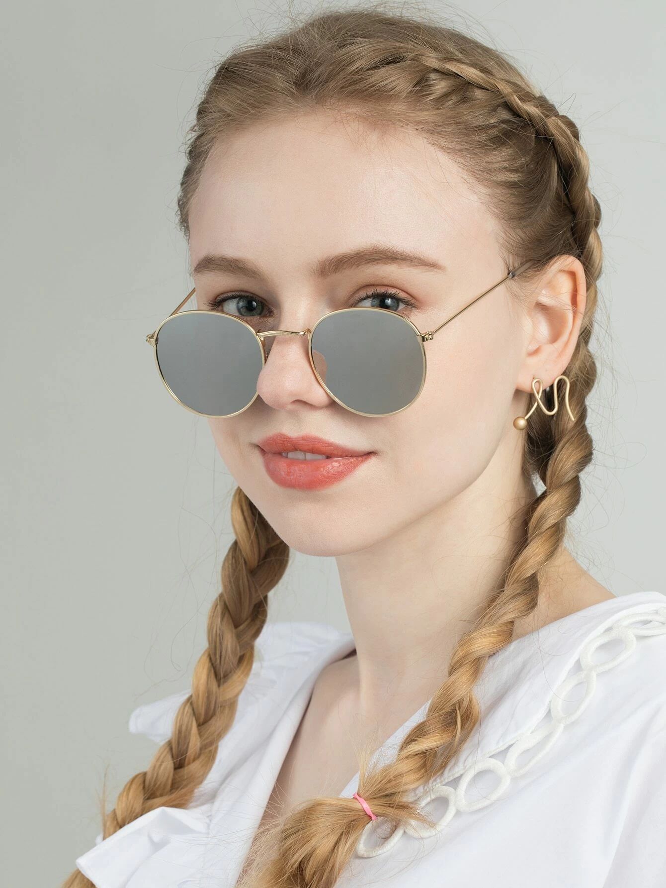 Metal Frame Mirror Lens Sunglasses | SHEIN