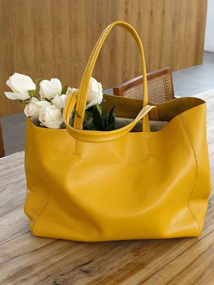 Novo Couro Do Plutônio Mulheres Bolsa Tote , Conciso Desenho , Grande Capacidade , Fashionable ,... | SHEIN