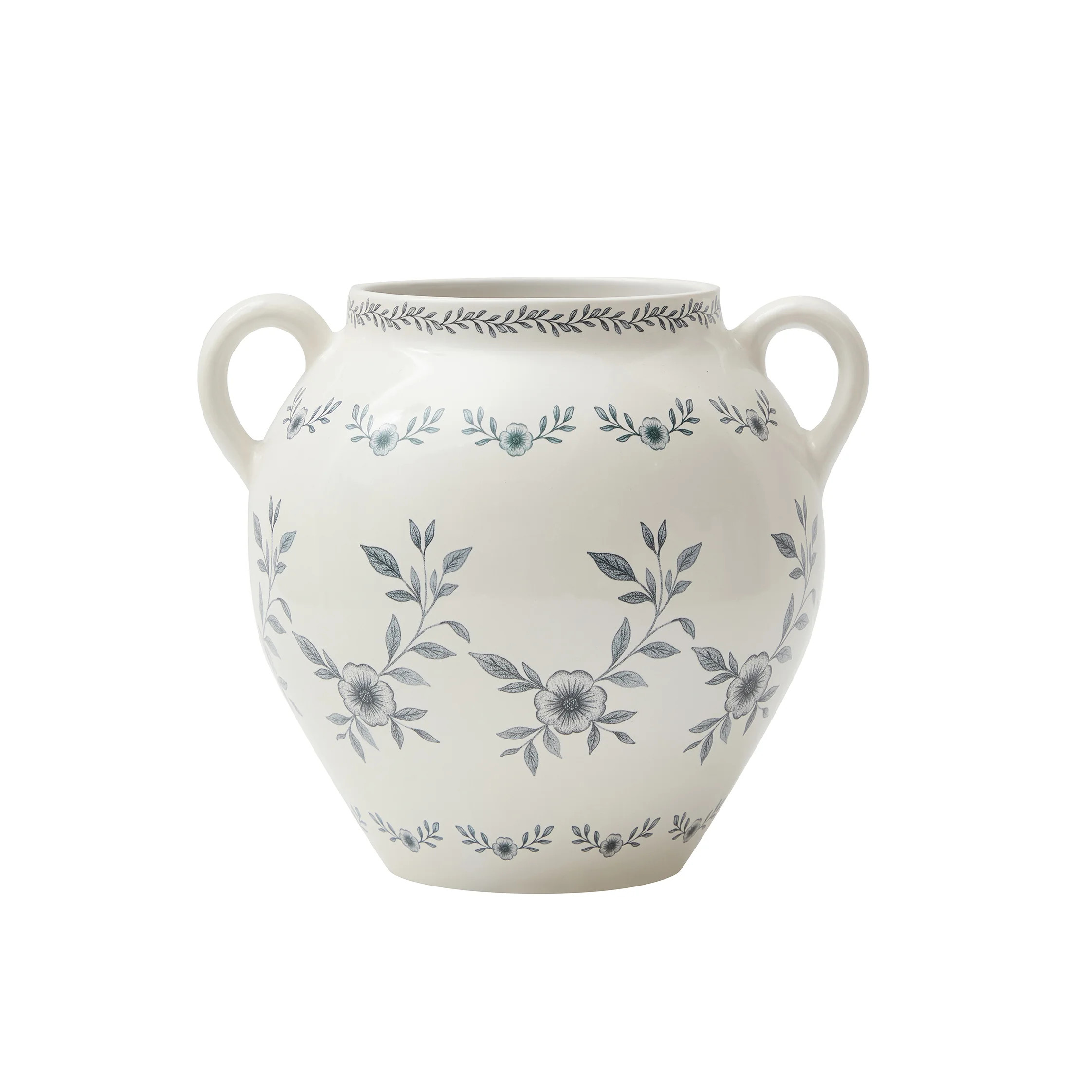 My Texas House 8" White Double Handle Ceramic Floral Vase | Walmart (US)