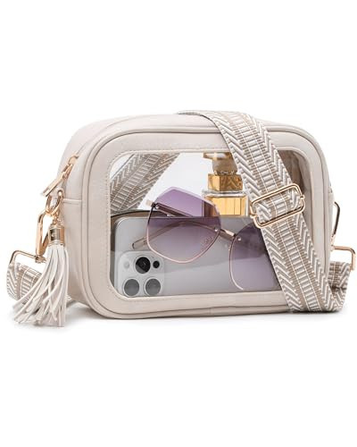 Bradinel Clear Bag for Stadium Events, Clear Crossbody Purse for Women, Small Stadium Approved Bag for Concerts Games (Beige) | Amazon (US)