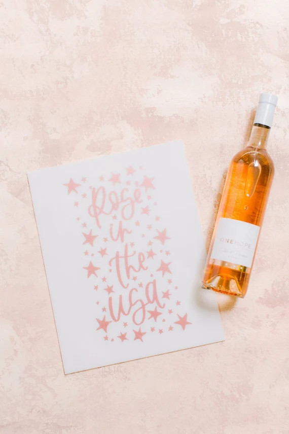 11x14" Acrylic Rose in the USA Sign | 4th of July Sign | Rosé Sign | Calligraphy Acrylic Sign | ... | Etsy (US)