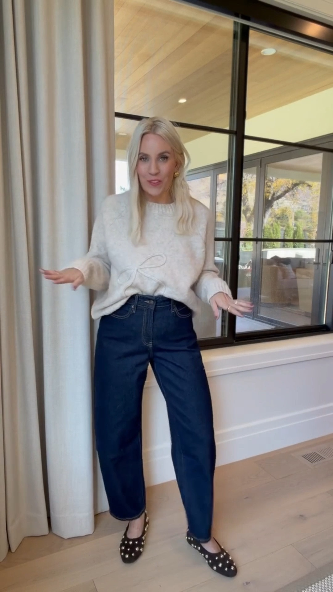 This bow sweater is still in stock! Paired with my barrel jeans that are on sale right now! 

#LTKootd #LTKFindsUnder50 #LTKFindsUnder100