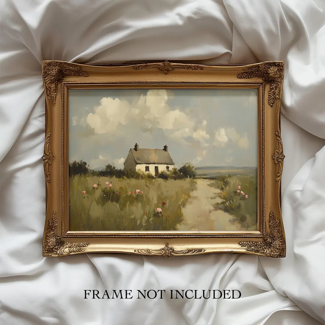 Vintage English Countryside Cottage – Unframed Painting Print | Country Farmhouse Wall Art | Ru... | Etsy (US)