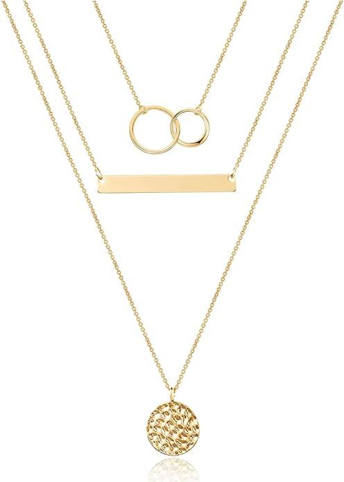 Turandoss Dainty Layered Choker Necklace, Handmade 14K Gold Plated Y Pendant Necklace Multilayer ... | Amazon (US)