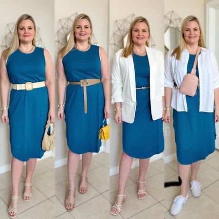 Elevate a tank dress on a budget! Dress fits TTS to a tad big. I’m wearing the Large. Belts, shoes, and bags. Blazer. Workwear. Casual  

#LTKunder50 #LTKstyletip #LTKworkwear