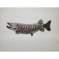 Muskie Fish Wall Art Rustic Wood & Metal Lake Cabin Decor | Etsy (US)