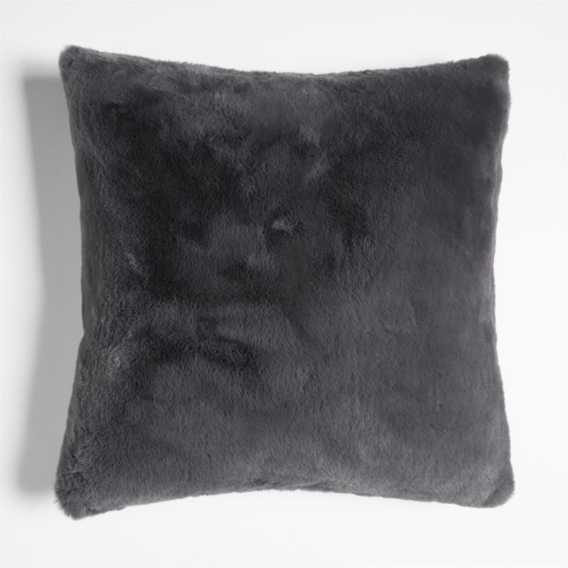 Storm Grey Faux Fur 23"x23" Throw Pillow with Down-Alternative Insert + Reviews | Crate & Barrel | Crate & Barrel