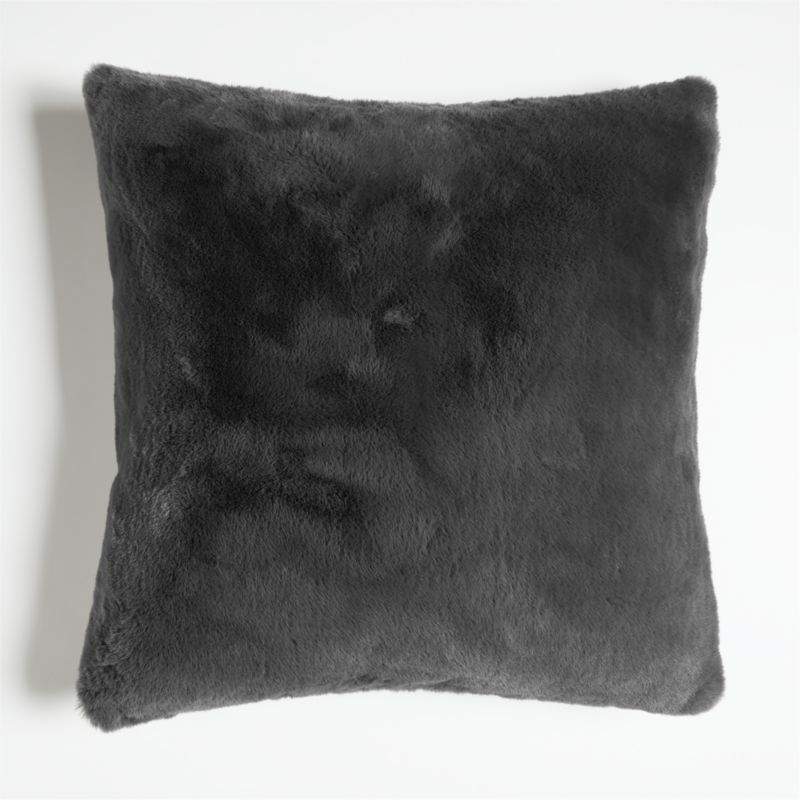 Storm Grey Faux Fur 23"x23" Throw Pillow with Down-Alternative Insert + Reviews | Crate & Barrel | Crate & Barrel