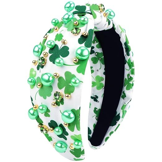 VELSCRUN St. Parik's Day Headband for Women Girls, Green Shamrock Headband Embellished Crystal Rh... | Amazon (US)