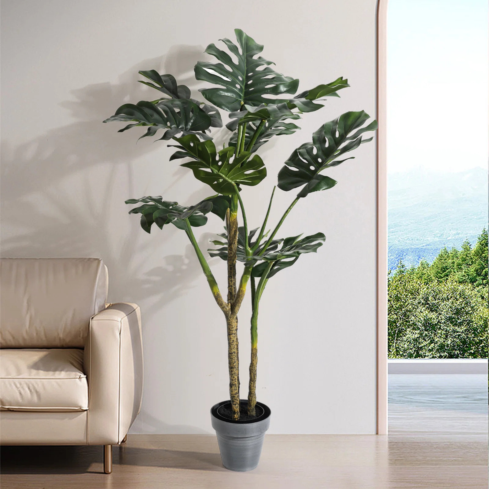Lifelike Faux Monstera in Black Pot Indoor for Home  Decor | Wayfair North America