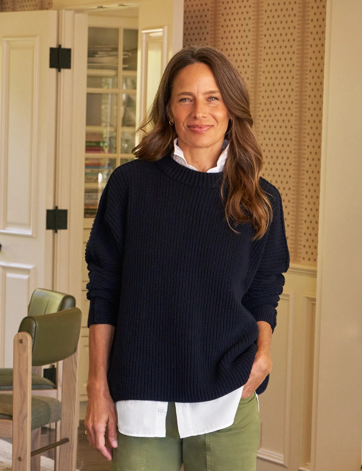 MONTECITO SWEATER Marine, Pure Italian Cotton | Frank & Eileen