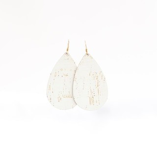 White Cork Leather Earrings | Nickel and Suede