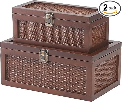Decorative Box, Vintage Memory Box for keepsakes, Rattan Decorative Storage Boxes with Lids Set o... | Amazon (US)