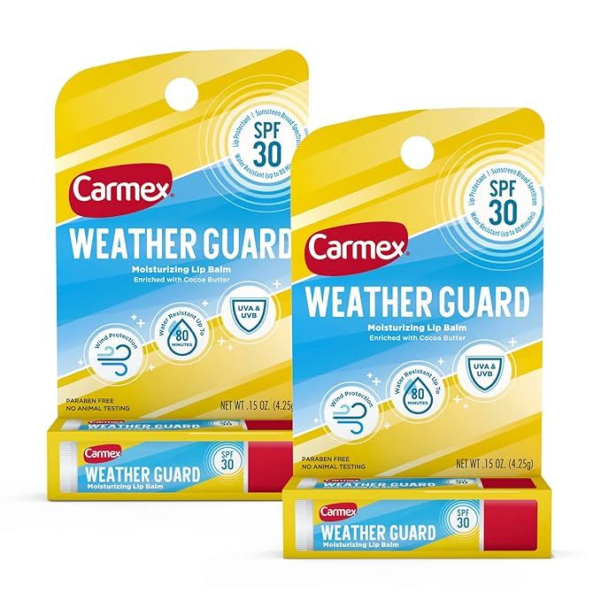 Carmex Weather Guard Moisturizing Lip Balm Stick with SPF 30, 0.15 Oz (2) | Amazon (US)
