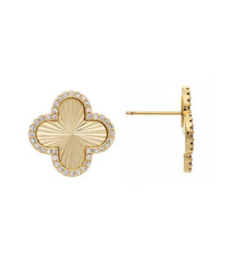 Rivka Friedman Satin Finish Cubic Zirconia Clover Stud Earrings - Macy's | Macy's