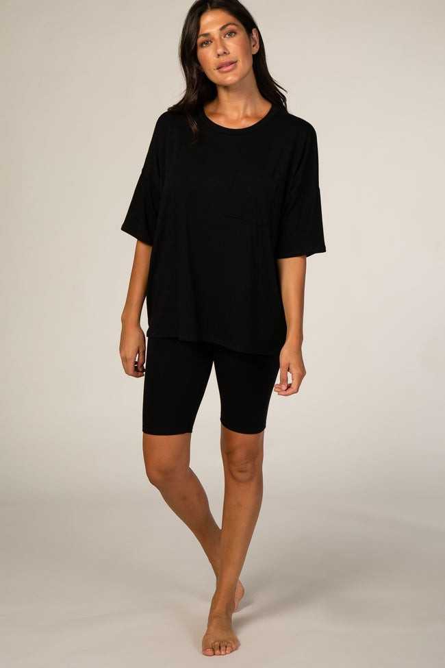 Black Biker Short Sleep Set | PinkBlush Maternity