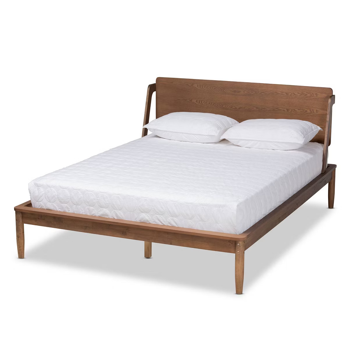 Sadler Mid-Century Modern Platform Bed Walnut/Brown - Baxton Studio | Target