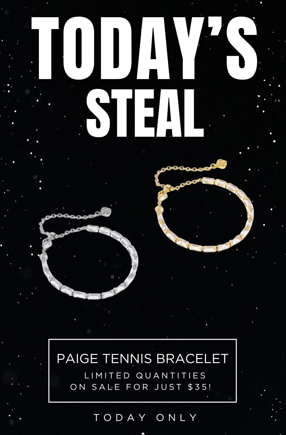 Today’s deal from Kendra Scott! #kendrascottpartner

The Paige Tennis Bracelet in Gold or Sliver for just $35! (Down from $85)

Act fast because there is a limited quantity and this deal is today only!

#giftforher



#LTKCyberWeek #LTKHoliday #LTKGiftGuide