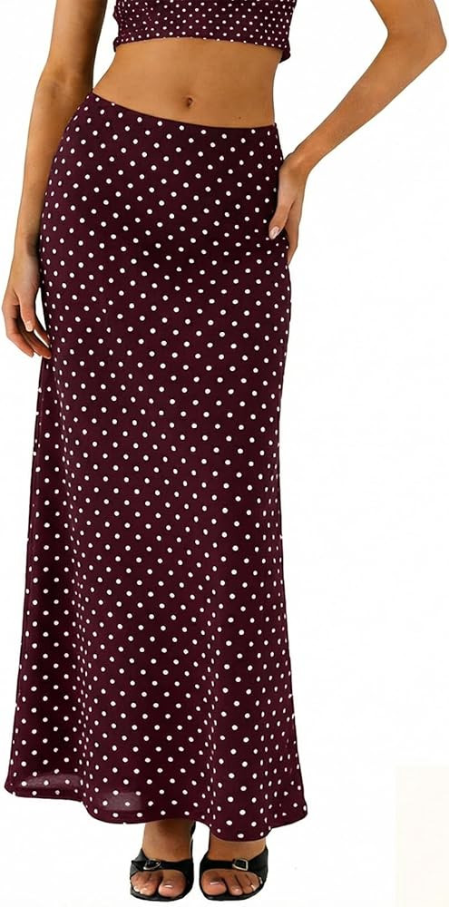 BLENCOT Womens Long Mesh Skirts Spring Boho Printed High Waisted A-Line Flowy Maxi Skirt for Beac... | Amazon (US)