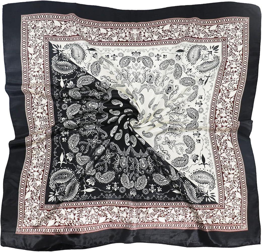 vimate 35" Square Silk Like Head Scarf - Women's Fashion Satin Scarf Bandana for Hair Wrapping at... | Amazon (US)
