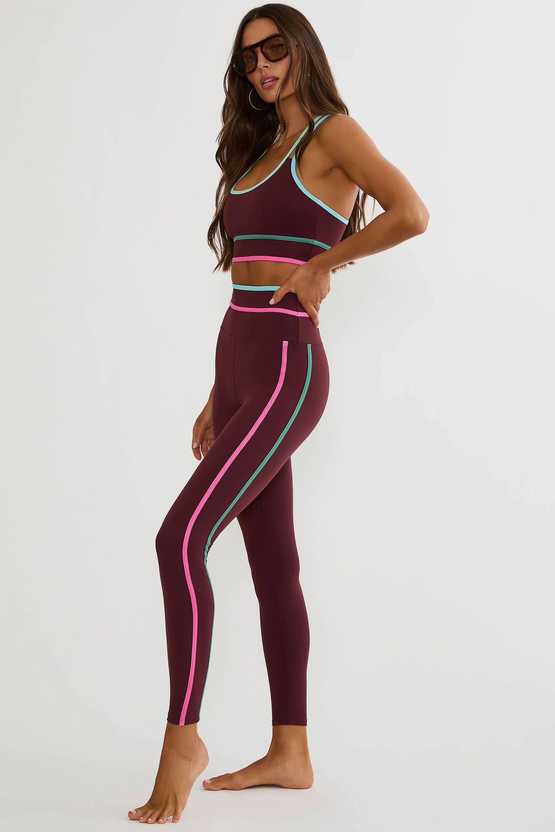 Solara Legging Raspberry Bloom Colorblock | High-Rise Active Legging | Beach Riot | Beach Riot
