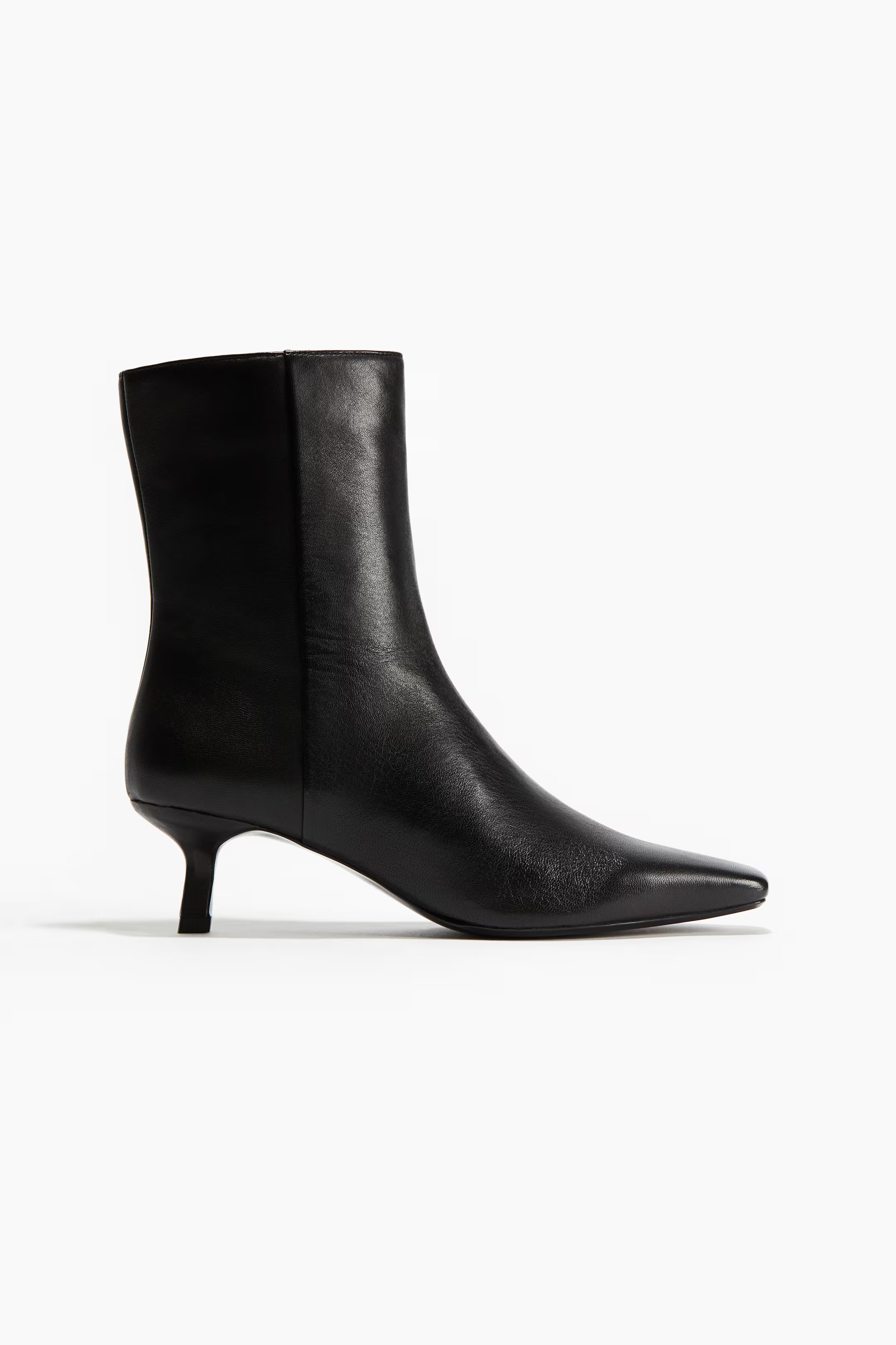 Heeled leather boots - Black - Ladies | H&M GB | H&M (UK, MY, IN, SG, PH, TW, HK)