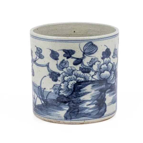 Dynasty Blue And White Orchid Pot Bird Floral Motif | Bed Bath & Beyond