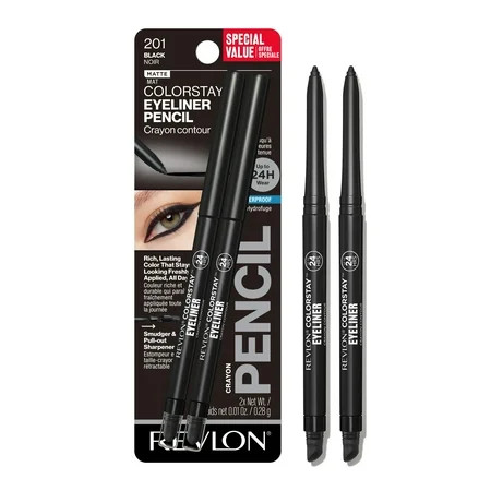Revlon ColorStay Waterproof Eyeliner Pencil Built-In Sharpener 201 Black 2 pack | Walmart (US)