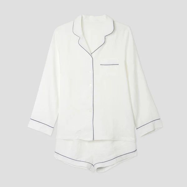 White Linen Pyjama Shorts Set | Piglet