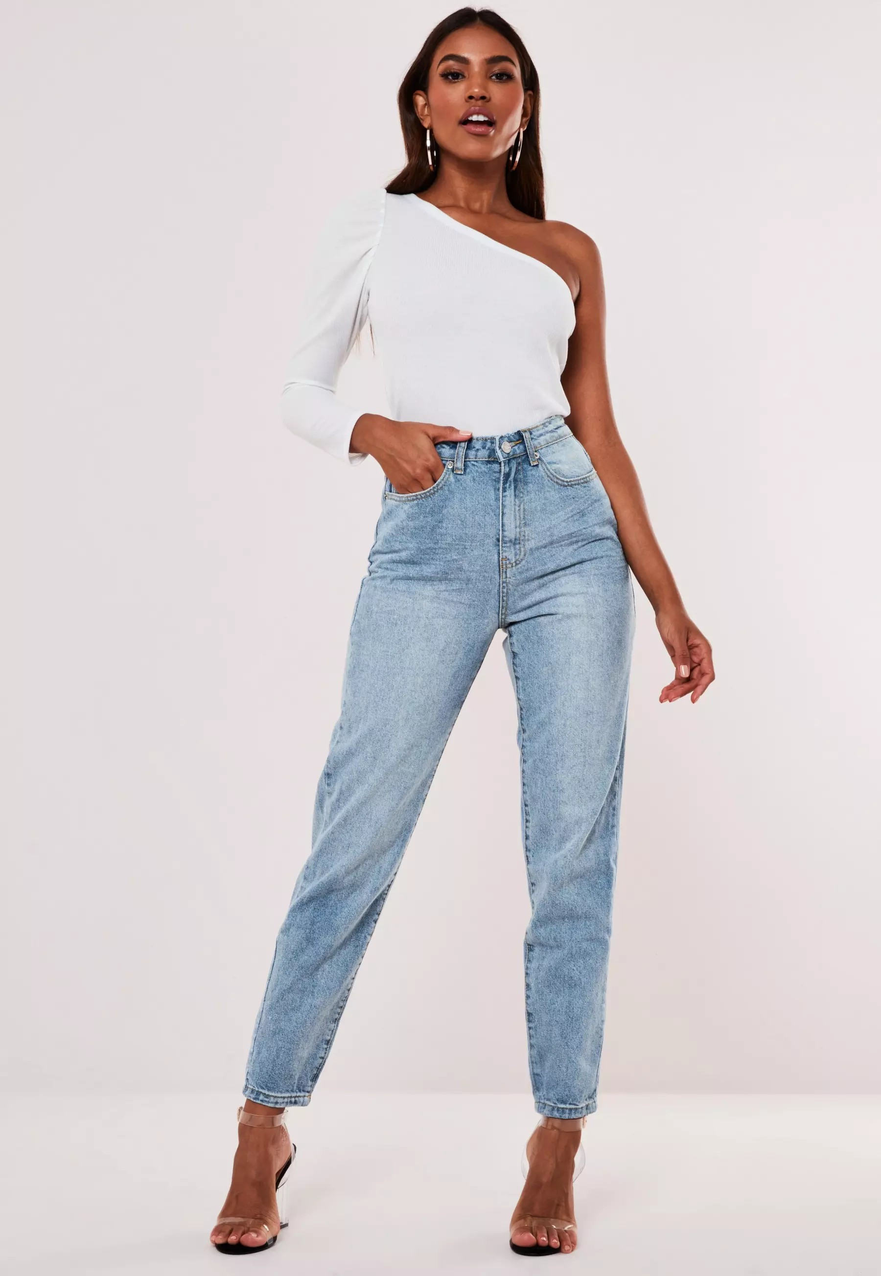Light Blue Riot Highwaisted Clean Mom Jeans | Missguided (US & CA)