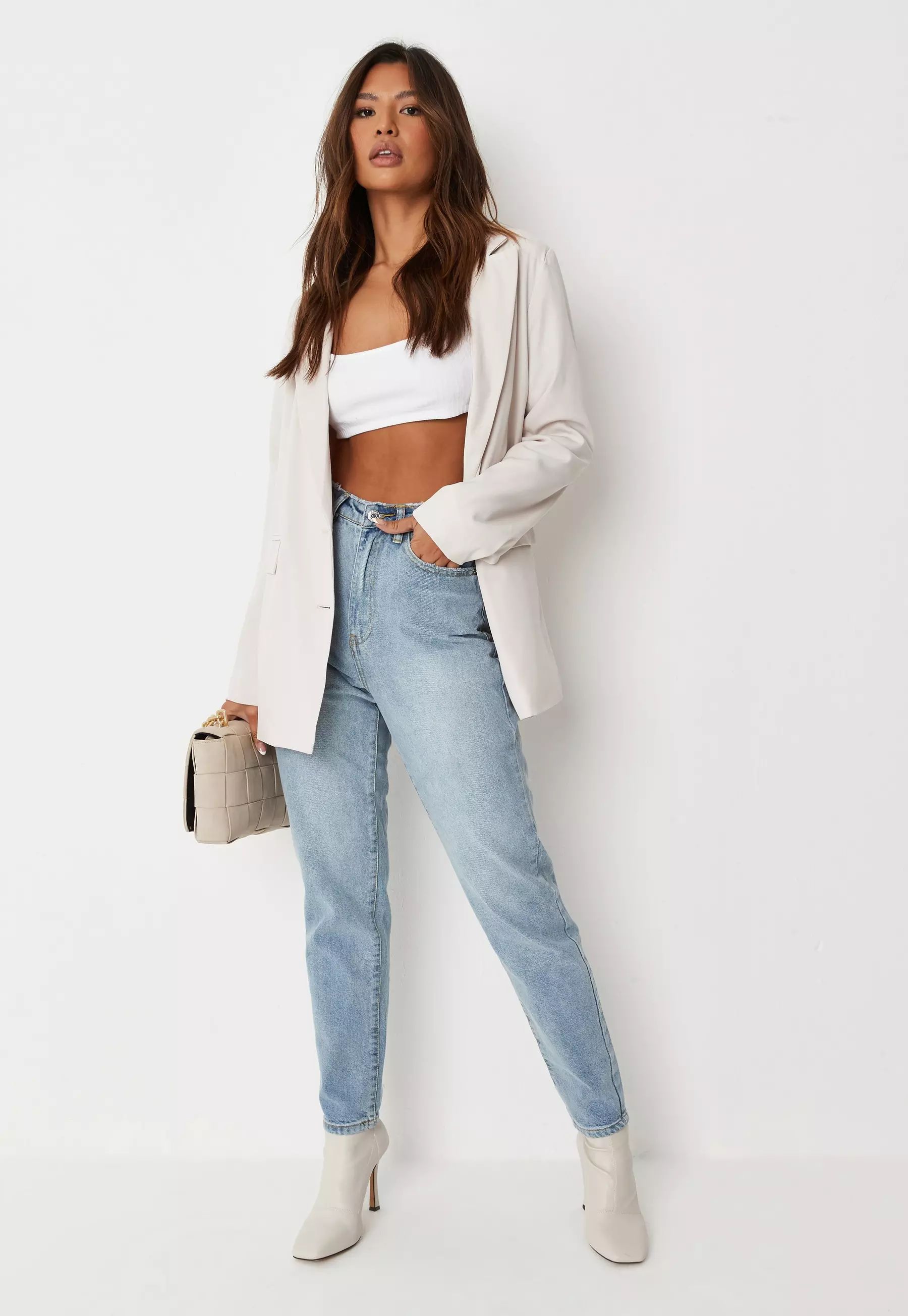 Light Blue Riot Highwaisted Clean Mom Jeans | Missguided (US & CA)